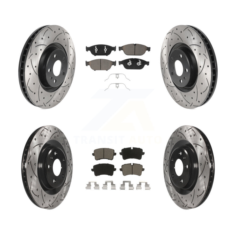 Drilled Slot Disc Brake Rotors Ceramic Pad Front Rear Kit For Audi A6 Quattro A7