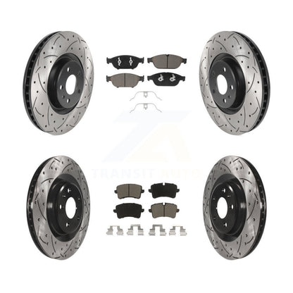 Drilled Slot Disc Brake Rotors Ceramic Pad Front Rear Kit For Audi A6 Quattro A7