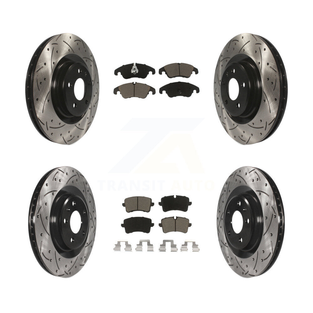 Drilled Slot Disc Brake Rotors Ceramic Pad Front Rear Kit For Audi A6 Quattro A7