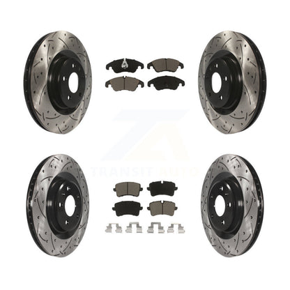 Drilled Slot Disc Brake Rotors Ceramic Pad Front Rear Kit For Audi A6 Quattro A7