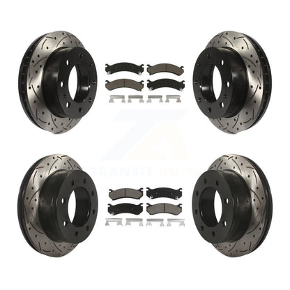 Drill Slot Brake Rotors Ceramic Pad Front Rear Kit For Chevrolet GMC Sierra 2500