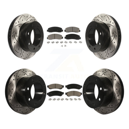Drill Slot Brake Rotors Ceramic Pad Front Rear Kit For Ford F-250 Super Duty 4WD