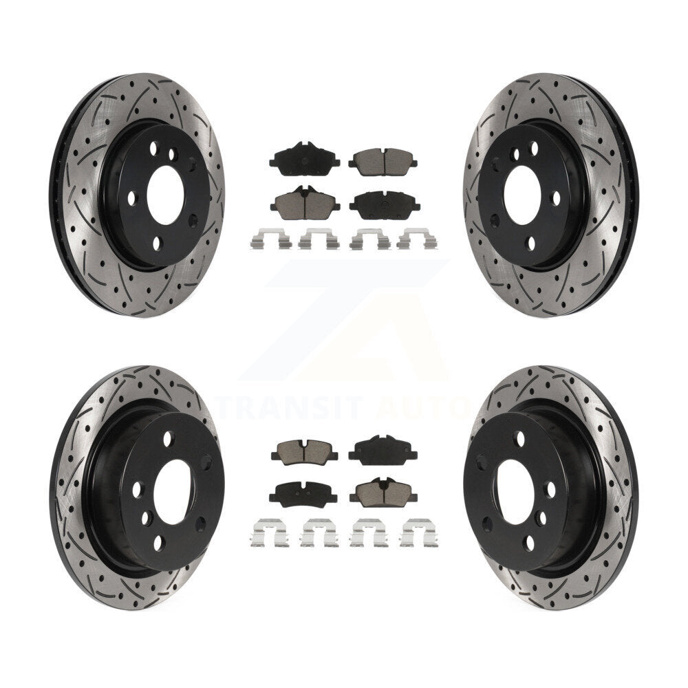 Coated Drilled Slot Disc Brake Rotors Ceramic Pad Front Rear Kit For Mini Cooper
