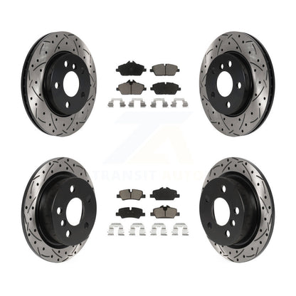 Coated Drilled Slot Disc Brake Rotors Ceramic Pad Front Rear Kit For Mini Cooper