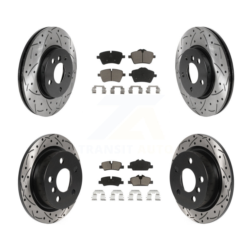 Coated Drilled Slot Disc Brake Rotors Ceramic Pad Front Rear Kit For Mini Cooper