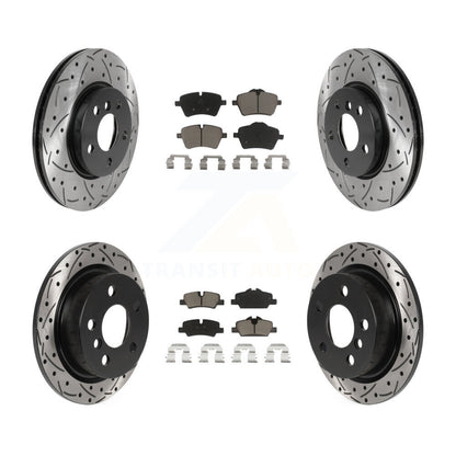 Coated Drilled Slot Disc Brake Rotors Ceramic Pad Front Rear Kit For Mini Cooper