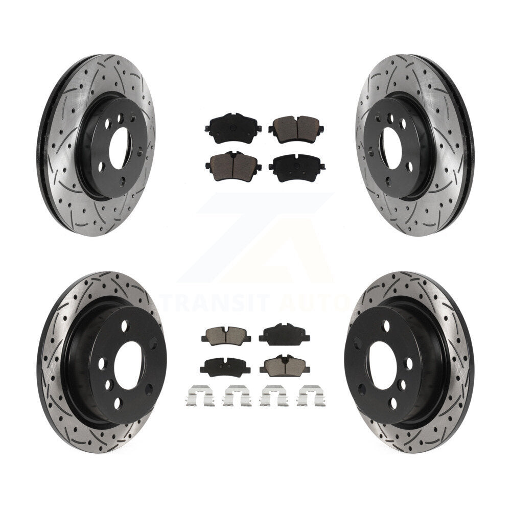 Coated Drilled Slot Disc Brake Rotors Ceramic Pad Front Rear Kit For Mini Cooper