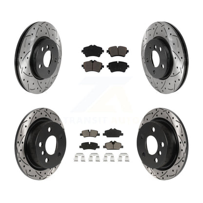 Coated Drilled Slot Disc Brake Rotors Ceramic Pad Front Rear Kit For Mini Cooper