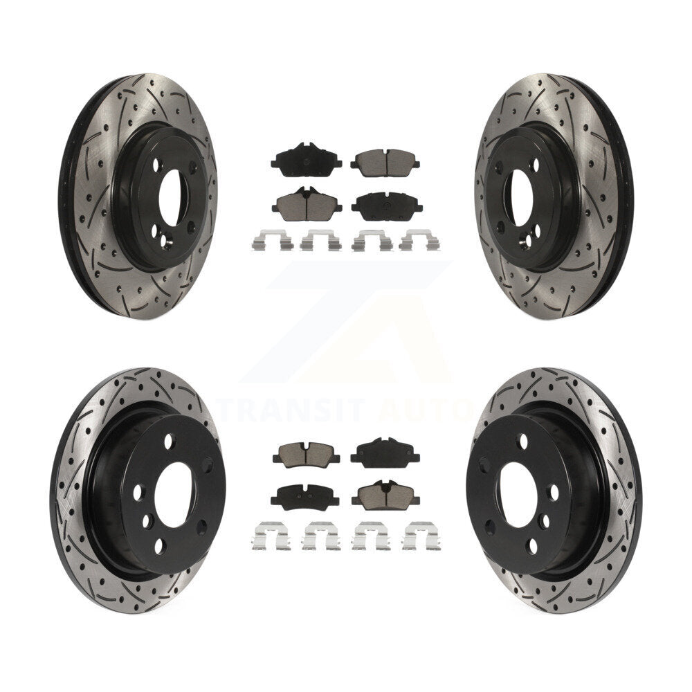 Drill Slot Brake Rotor Ceramic Pad Front Rear Kit For 2015 Mini Cooper 2.0L/1.5L