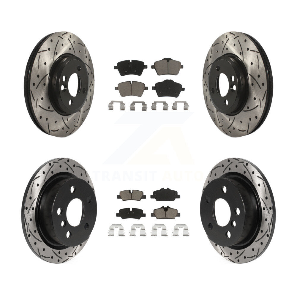 Drill Slot Brake Rotor Ceramic Pad Front Rear Kit For 2015 Mini Cooper 2.0L/1.5L