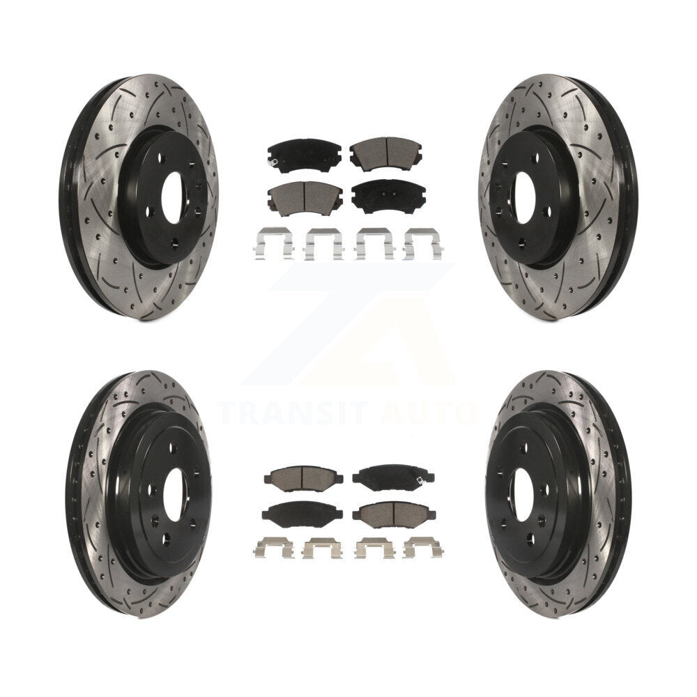 Drilled Slot Brake Rotor & Ceramic Pad Front Rear Kit For Chevrolet Camaro LT LS