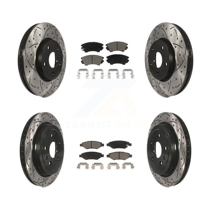 Drilled Slot Brake Rotor & Ceramic Pad Front Rear Kit For Chevrolet Camaro LT LS