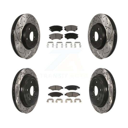 Drilled Slot Brake Rotor & Ceramic Pad Front Rear Kit For Chevrolet Camaro LT LS