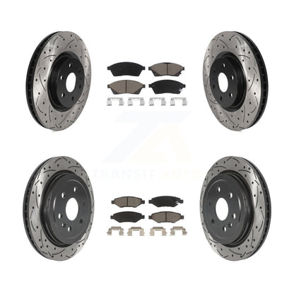 Drilled Slot Brake Rotor & Ceramic Pad Front Rear Kit For Cadillac SRX Saab 9-4X