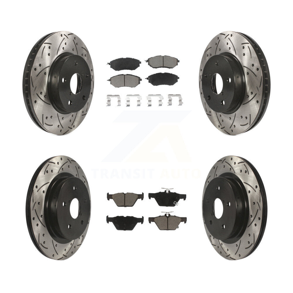 Drilled Slot Brake Rotors Ceramic Pad Front Rear Kit For 2015 Subaru Legacy 2.5L