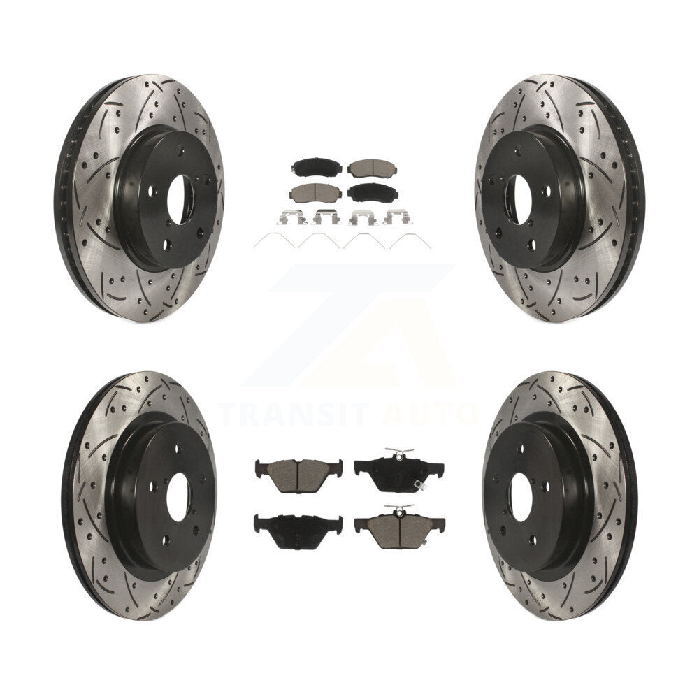 Drilled Slot Brake Rotor Ceramic Pad Front Rear Kit For 16-19 Subaru Legacy 2.5L