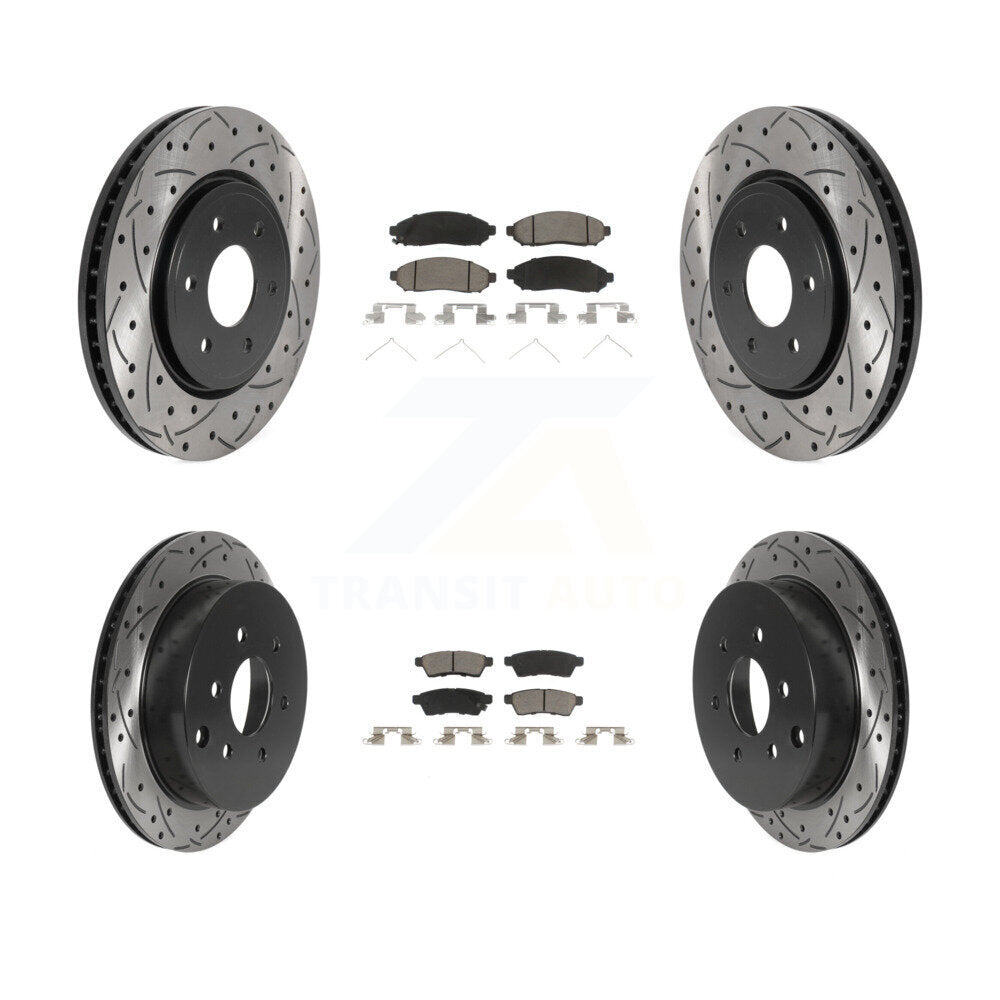 Drilled Slot Brake Rotor & Ceramic Pad Front Rear Kit For Nissan Frontier Xterra