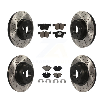 Coated Drilled Slotted Disc Brake Rotor Ceramic Pad Front Rear Kit For BMW X3 X4
