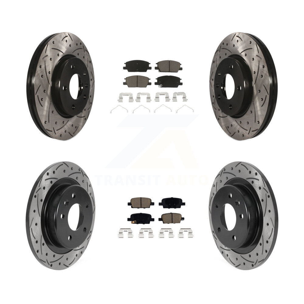 Coat Drill Slot Disc Brake Rotor Ceramic Pad Front Rear Kit For Chevrolet Malibu