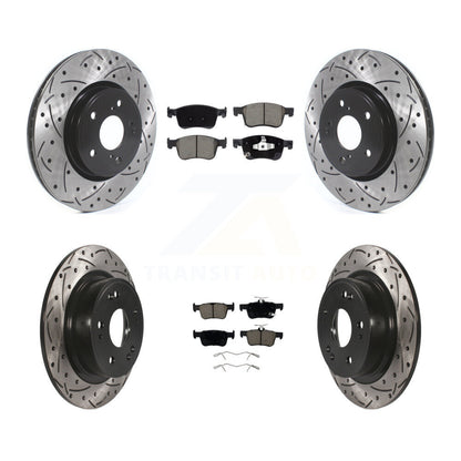 Coated Drilled Slot Disc Brake Rotor Ceramic Pad Front Rear Kit For Honda Accord