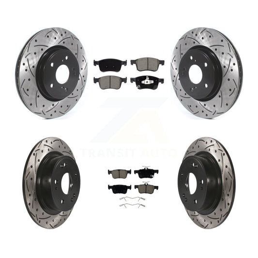 Coated Drilled Slot Disc Brake Rotor Ceramic Pad Front Rear Kit For Honda Accord