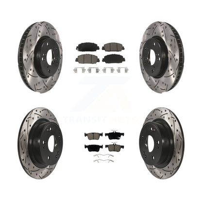 Coated Drilled Slot Disc Brake Rotor Ceramic Pad Front Rear Kit For Honda Accord