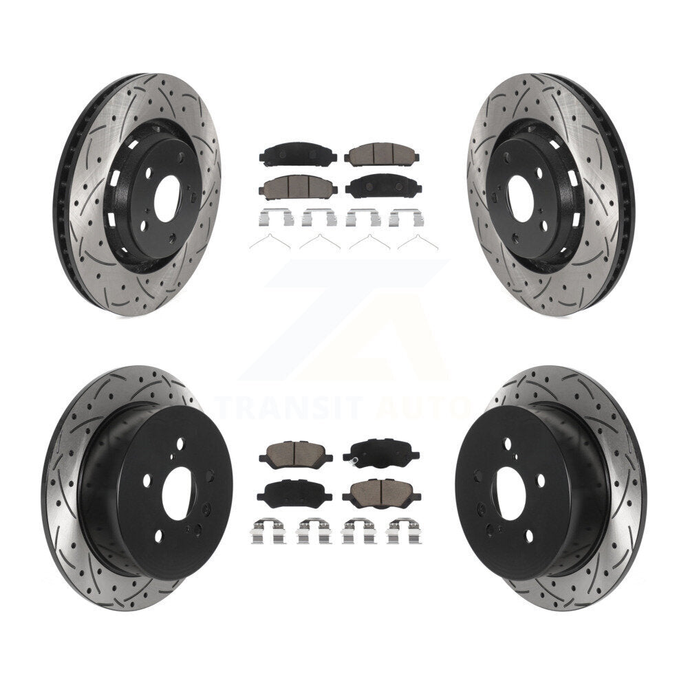 Drilled Slot Brake Rotor & Ceramic Pad Front Rear Kit For 2009-2016 Toyota Venza