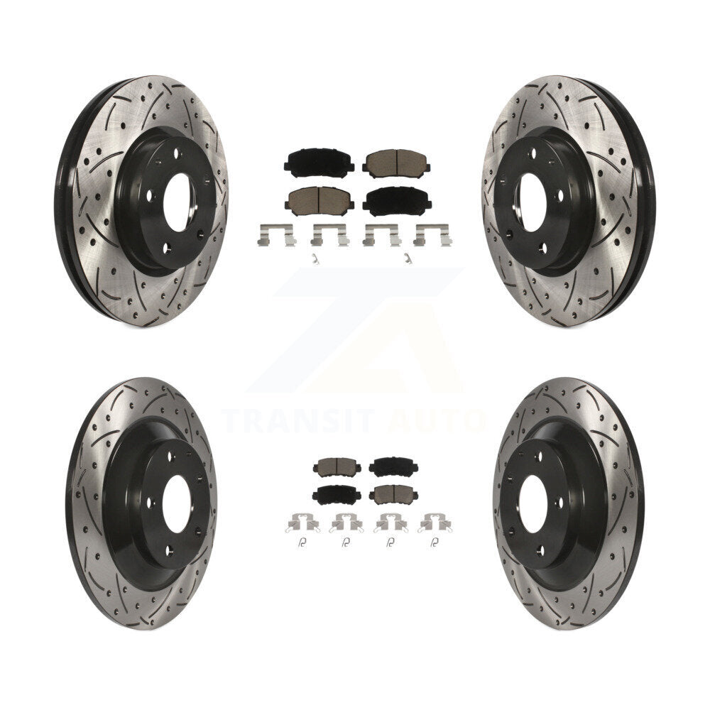 Drill Slot Disc Brake Rotors Ceramic Pad Front Rear Kit For 2013-2015 Mazda CX-5