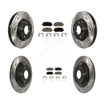 Drill Slot Disc Brake Rotors Ceramic Pad Front Rear Kit For 2013-2015 Mazda CX-5