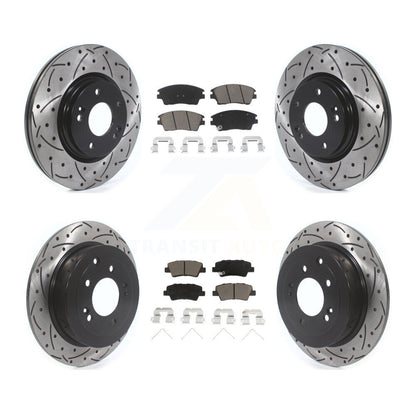 Drilled Slot Disc Brake Rotors Ceramic Pad Front Rear Kit For Hyundai Tucson Kia
