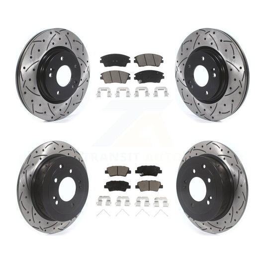 Drilled Slot Disc Brake Rotors Ceramic Pad Front Rear Kit For Hyundai Tucson Kia