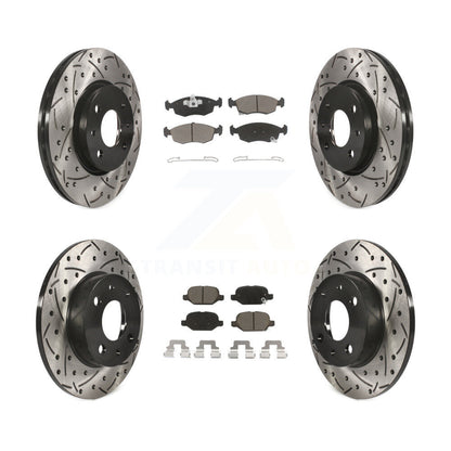 Coated Drilled Slotted Disc Brake Rotors Ceramic Pad Front Rear Kit For Fiat 500