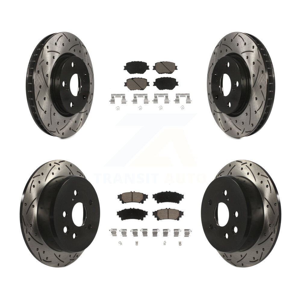 Coated Drilled Slot Disc Brake Rotors Ceramic Pad Front Rear Kit For Lexus IS250