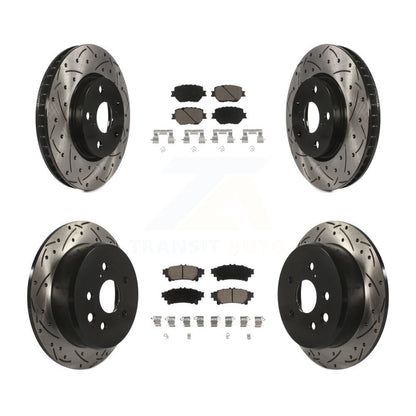 Coated Drilled Slot Disc Brake Rotors Ceramic Pad Front Rear Kit For Lexus IS250