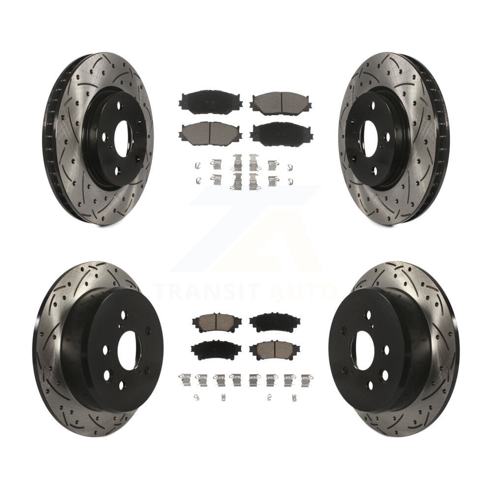 Drill Slot Brake Rotors Ceramic Pad Front Rear Kit For Lexus IS250 Base with RWD