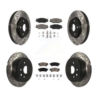 Drill Slot Brake Rotors Ceramic Pad Front Rear Kit For Lexus IS250 Base with RWD