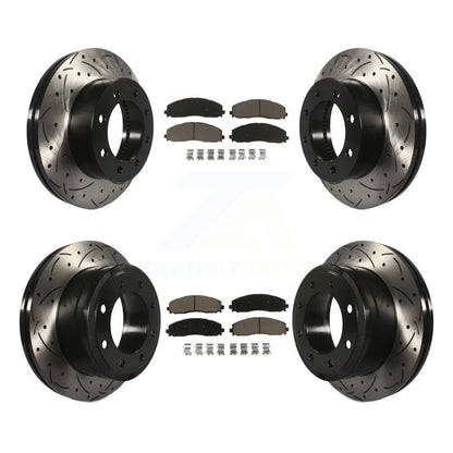 Drill Slot Brake Rotors Ceramic Pad Front Rear Kit For Ford F-250 Super Duty 4WD