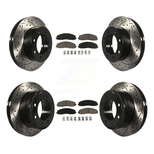 Drill Slot Brake Rotors Ceramic Pad Front Rear Kit For Ford F-250 Super Duty 4WD