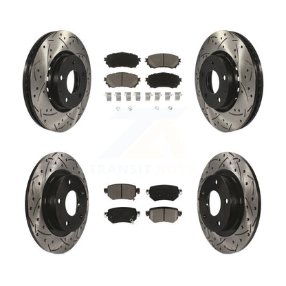 Coated Drilled Slotted Disc Brake Rotor & Ceramic Pad Front Rear Kit For Mazda 6
