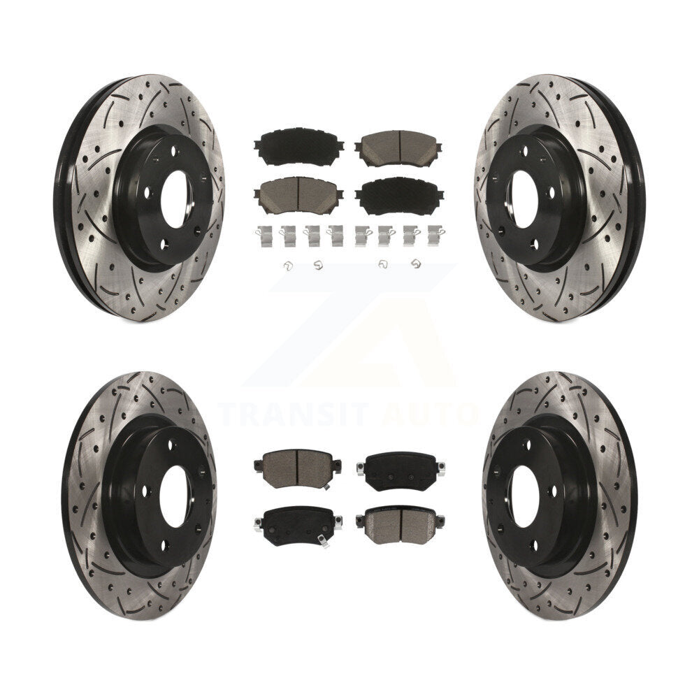 Drilled Slot Disc Brake Rotor & Ceramic Pad Front Rear Kit For 2016-2018 Mazda 6