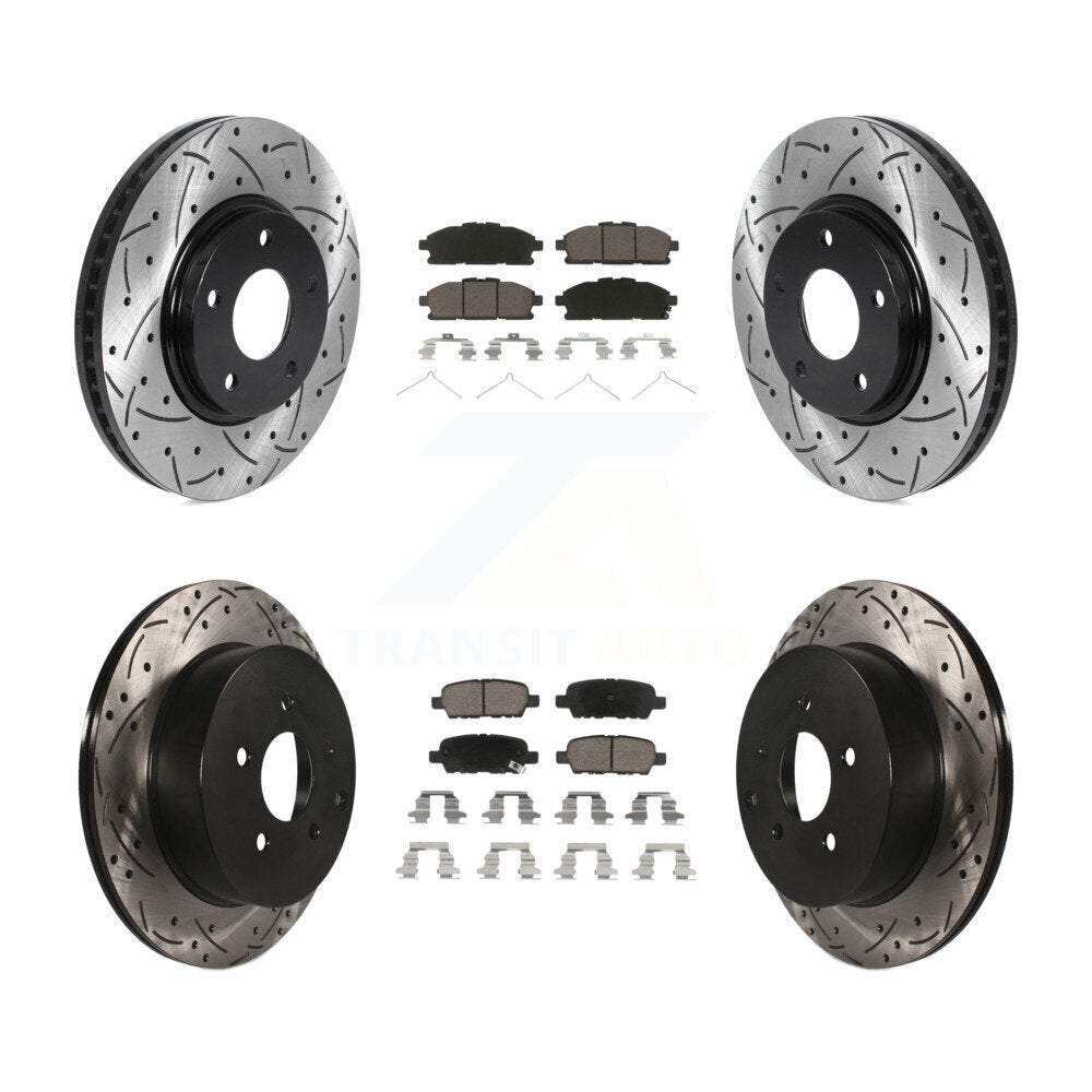 Drilled Slot Brake Rotor & Ceramic Pad Front Rear Kit For 2011-2017 Nissan Quest