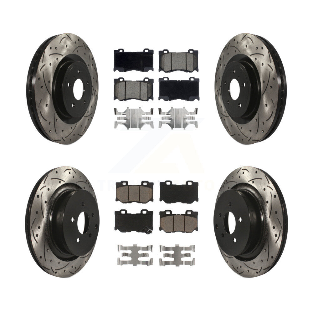 Coated Drill Slot Disc Brake Rotors Ceramic Pad Front Rear Kit For INFINITI FX50