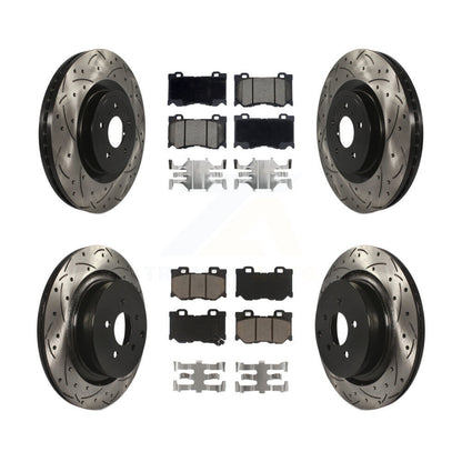 Coated Drill Slot Disc Brake Rotors Ceramic Pad Front Rear Kit For INFINITI FX50