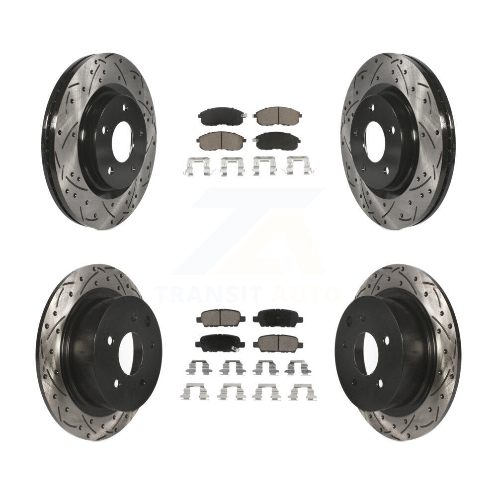 Drilled Slot Disc Brake Rotors Ceramic Pad Front Rear Kit For Nissan Sentra Juke