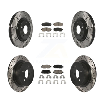 Drilled Slot Disc Brake Rotors Ceramic Pad Front Rear Kit For Nissan Sentra Juke