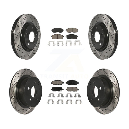 Drilled Slot Disc Brake Rotors Ceramic Pad Front Rear Kit For Nissan Sentra Juke