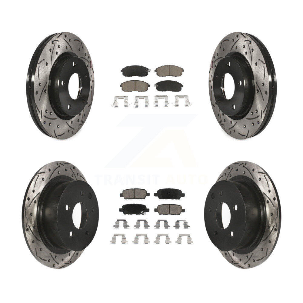 Coated Drill Slot Disc Brake Rotors Ceramic Pad Front Rear Kit For Nissan Sentra