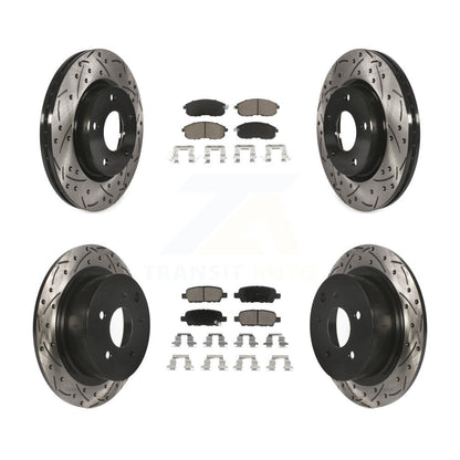 Coated Drill Slot Disc Brake Rotors Ceramic Pad Front Rear Kit For Nissan Sentra