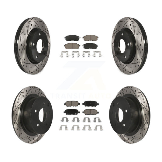 Coated Drill Slot Disc Brake Rotors Ceramic Pad Front Rear Kit For Nissan Sentra