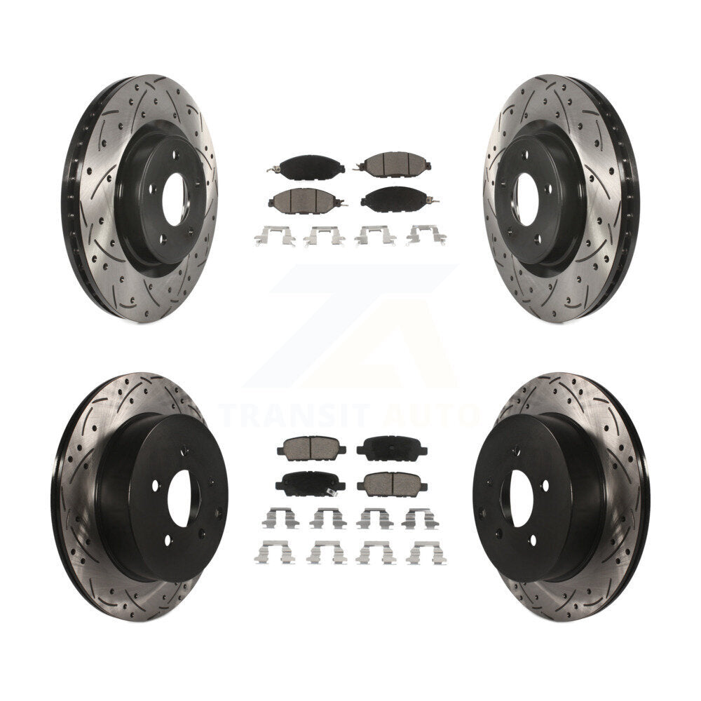 Drilled Slot Brake Rotor Ceramic Pad Front Rear Kit For Nissan Murano Pathfinder